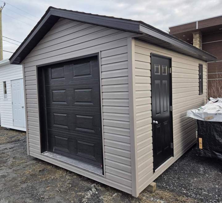 porte garage 6' x 7' noire, vinyle gris orageux